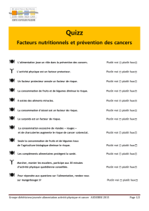 Quizz Facteurs nutritionnels et prévention des cancers