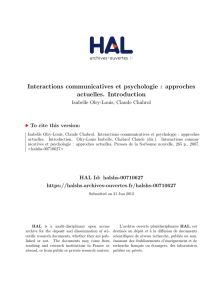 Interactions communicatives et psychologie : approches