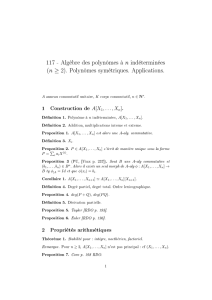 117 - Algèbre des polynômes à n indéterminées (n ≥ 2). - IMJ-PRG