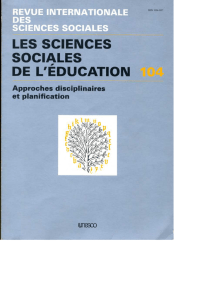 Les Sciences sociales de l`éducation: approaches disciplinaires et