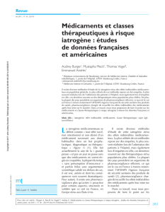 Médicaments et classes thérapeutiques à risque iatrogène : études