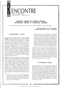 APPROCHE CLINIQUE EN SCIENCES SOCIALES, PSYCHOLOGIE