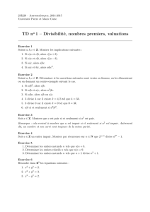 TD no 1 – Divisibilité, nombres premiers, valuations - IMJ-PRG