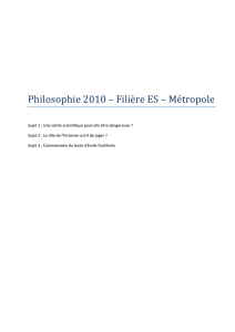 Philosophie 2010 – Filière ES – Métropole