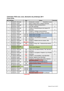 Calendrier POO avec Java, Semestre de printemps 2011 - BFH