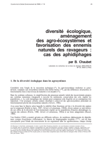 diversité écologique, aménagement des agro-écosystèmes et