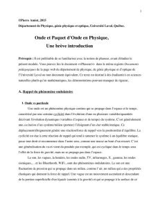 Onde et Paquet d`Onde en Physique