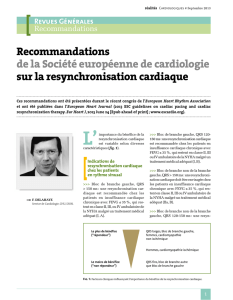 Recommandations de la Société européenne de cardiologie sur la