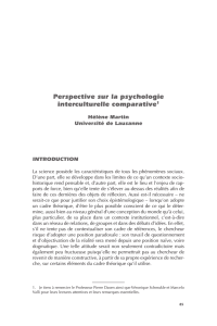 Perspective sur la psychologie interculturelle comparative