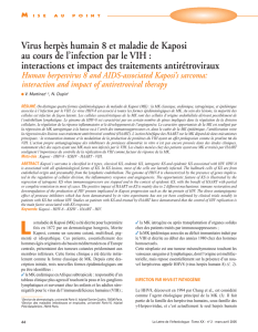 Virus herpès humain 8 et maladie de Kaposi au cours de l infection