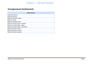 Annexe 1 Liste fonctions - Wallonie