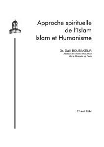 APPROCHE SPIRITUELLE DE L`ISLAM