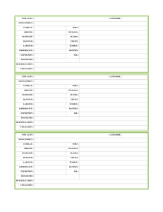 NOM LATIN : CATÉGORIE : NOM COMMUN : FAMILLE : PORT