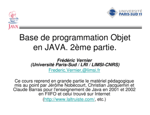 Base de programmation Objet en JAVA. 2ème partie.