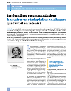 Les dernières recommandations françaises en réadaptation cardiaque