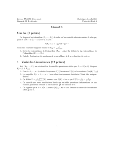 Une loi (8 points) 1 Variables Gaussiennes (12 points)