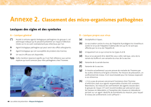 Annexe 2. Classement des micro-organismes pathogènes (suite)