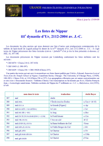 Les listes de Nippur dynastie d`Ur, 2112-2004 av. J.-C.