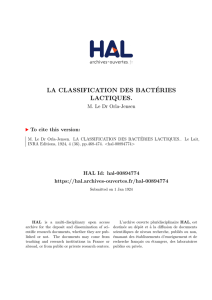 la classification des bactéries lactiques.
