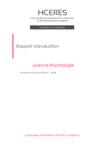 Evaluation de la licence psychologie de l`Université Savoie