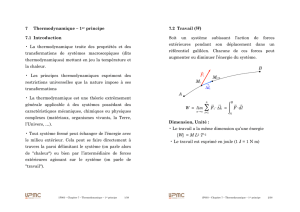 Chapitre 7 : Thermodynamique, 1er principe