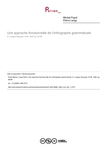 Une approche fonctionnelle de l`orthographe grammaticale