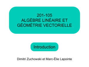 Introduction 201-105 ALGÈBRE LINÉAIRE ET GÉOMÉTRIE