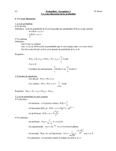 L2 Probabilités - Formulaire 3 VA à une dimension