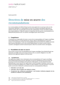 Directives de mise en œuvre des recommandations