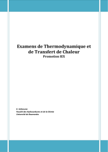 Examens de Thermodynamique et de Transfert de Chaleur