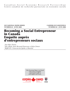 Becoming a Social Entrepreneur in Canada Enquête auprès d