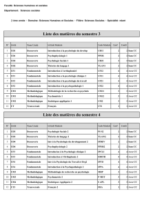 Liste des matières du semestre 3 Liste des matières - E