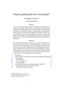 Hayek, philosophe de l`économie?