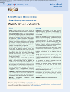 Sclérothérapie et contentieux. - Phlébologie