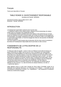 Français TABLE RONDE III: INVESTISSEMENT