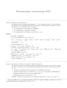 Thermodynamique : Second principe (PCSI)