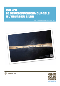 RIO +20 Le développement durable à l`heure du bilan