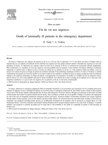 Fin de vie aux urgences Death of terminally ill patients in the