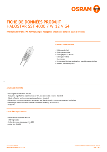 FICHE DE DONNÉES PRODUIT HALOSTAR SST 4000 7 W 12 V G4