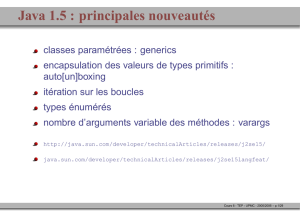 Java 1.5 : principales nouveautés