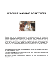 le double language de ratzinger