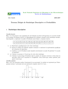Travaux Dirigés de Statistique Descriptive et Probabilités 1