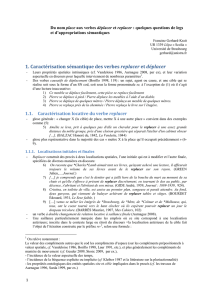 1. Caractérisation sémantique des verbes replacer et déplacer