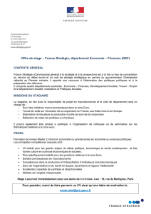 Offre de stage – France Stratégie, département Economie – Finances