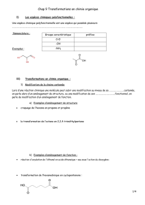 Chap 9 Transformations en chimie organique