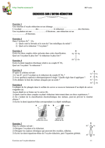 exercices sur l`oxydo-reduction bep - Maths