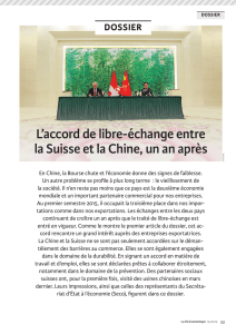 L`accord de libre-échange entre la Suisse et la Chine, un an après