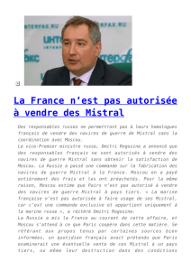La France n`est pas autorisée à vendre des Mistral