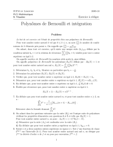 Polynômes de Bernouilli et intégration