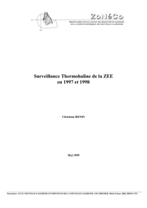 Surveillance Thermohaline de la ZEE en 1997 et 1998